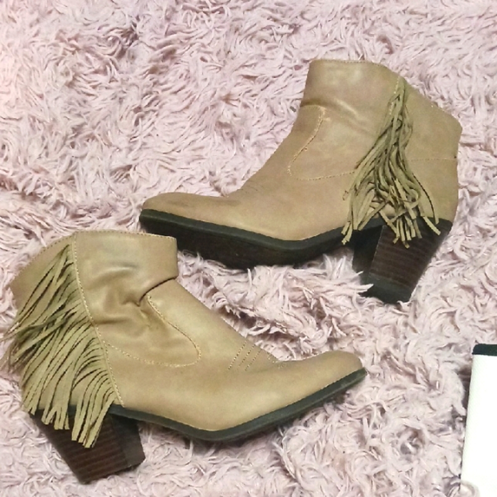Fringe Tan Ankle Boots